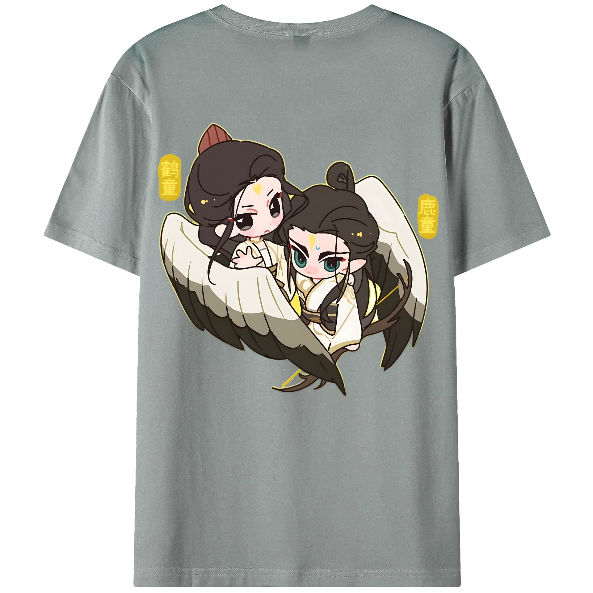 （画像用） Ne Zha 2 ナタ 魔童の大暴れ 綿100％ メンズ半袖Tシャツ（バックプリント） 通気性